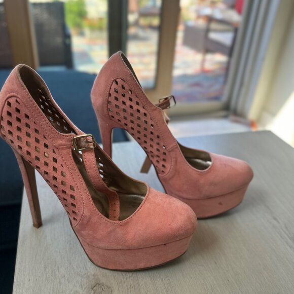 🌸 Pink Suede Cutout Platform Heels | Stiletto Pumps | Size 8 - Picture 9 of 10